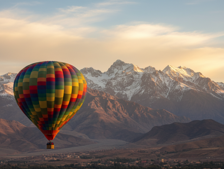 Hot air balloon over Atlas Mountains