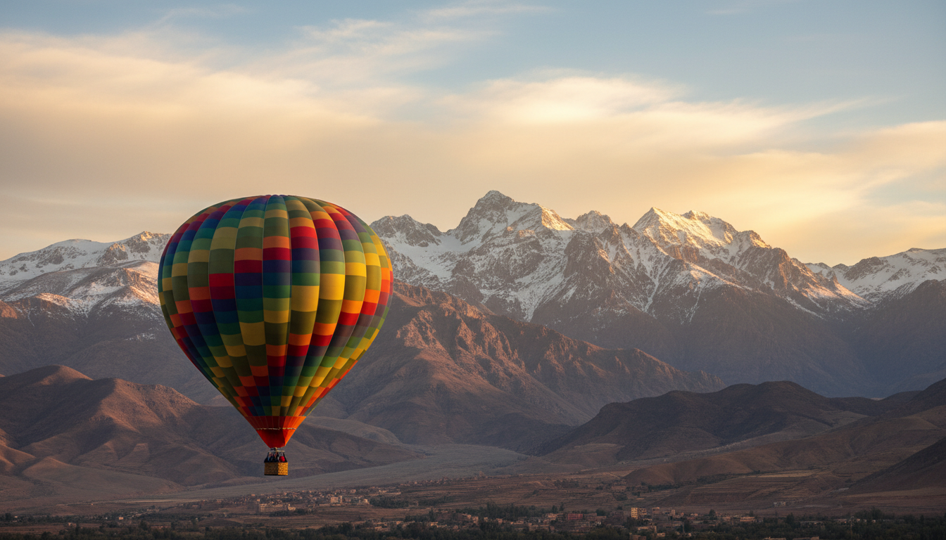 Hot air balloon over Atlas Mountains